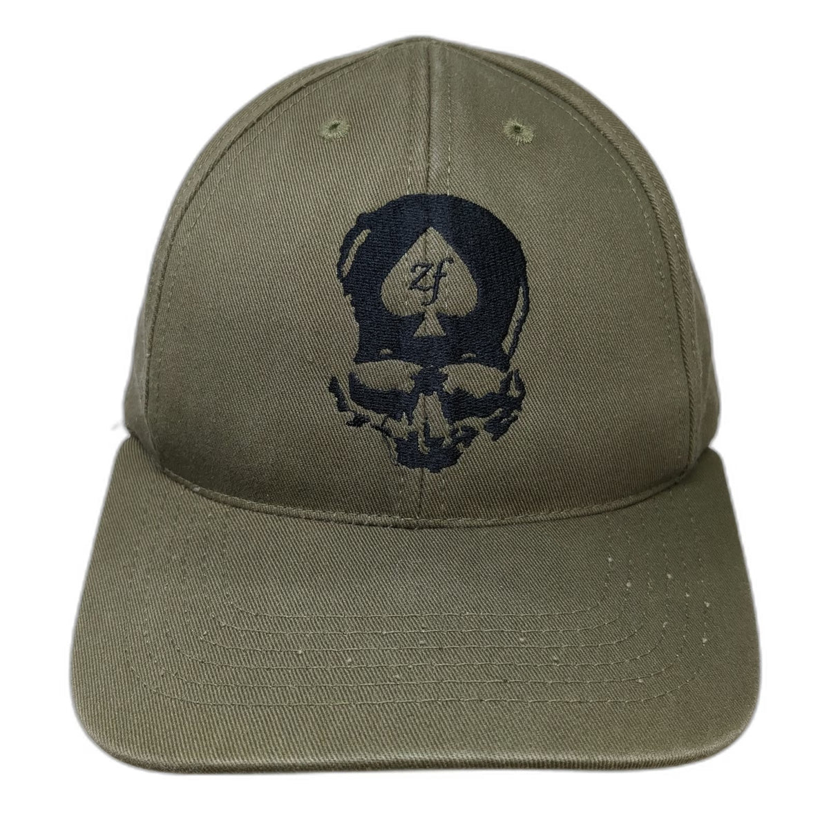 Zero Foxtrot Baseball Cap Green One Size Strapback USA Made Black Skull Ace Hat