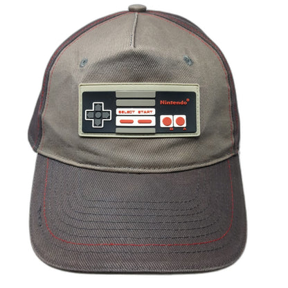 Nintendo 5 Panel Gray One Size NES Controller Red Stitching Stretch Fit Hat