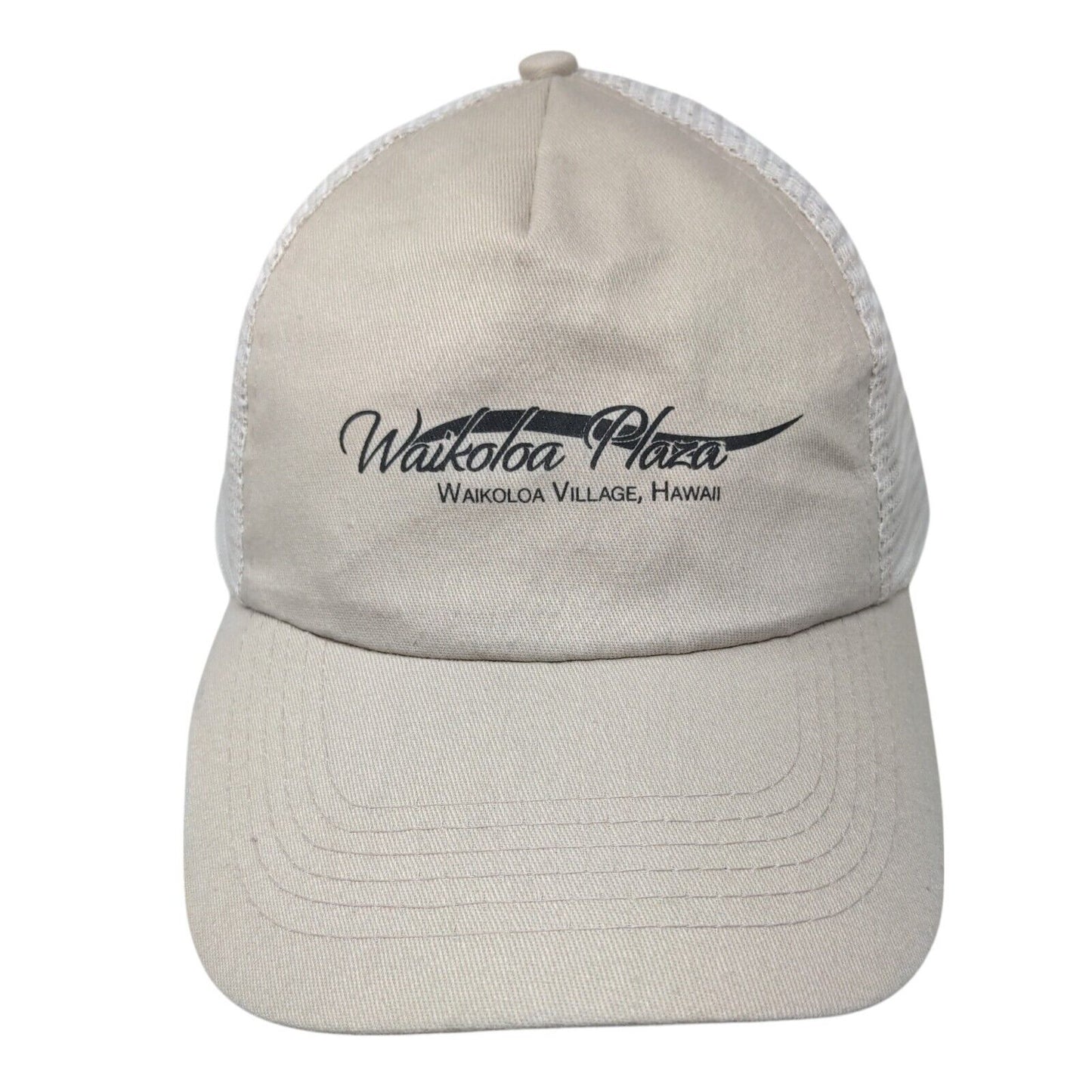 Waikoloa Plaza Village Hawaii Snapback Trucker Hat Tan OSFA Adjustable Hit Wear