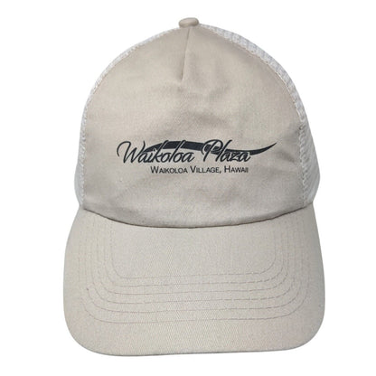 Waikoloa Plaza Village Hawaii Snapback Trucker Hat Tan OSFA Adjustable Hit Wear