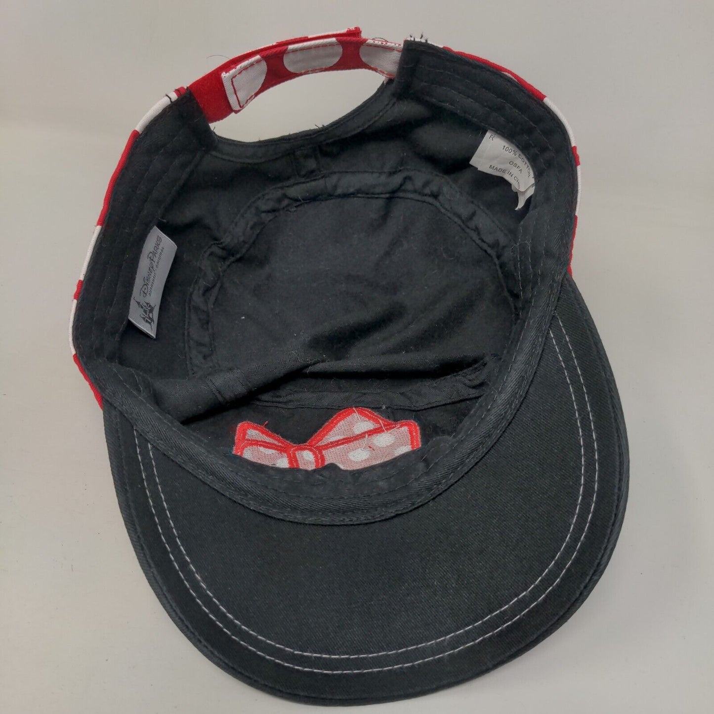 Disney Minnie Mouse Strapback Army Cadet Cap Hat Black OSFA Bling Bow