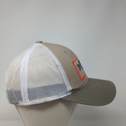 Bass Walleye Patch Snapback Mesh Back Trucker Hat Tan OSFM Colorblock