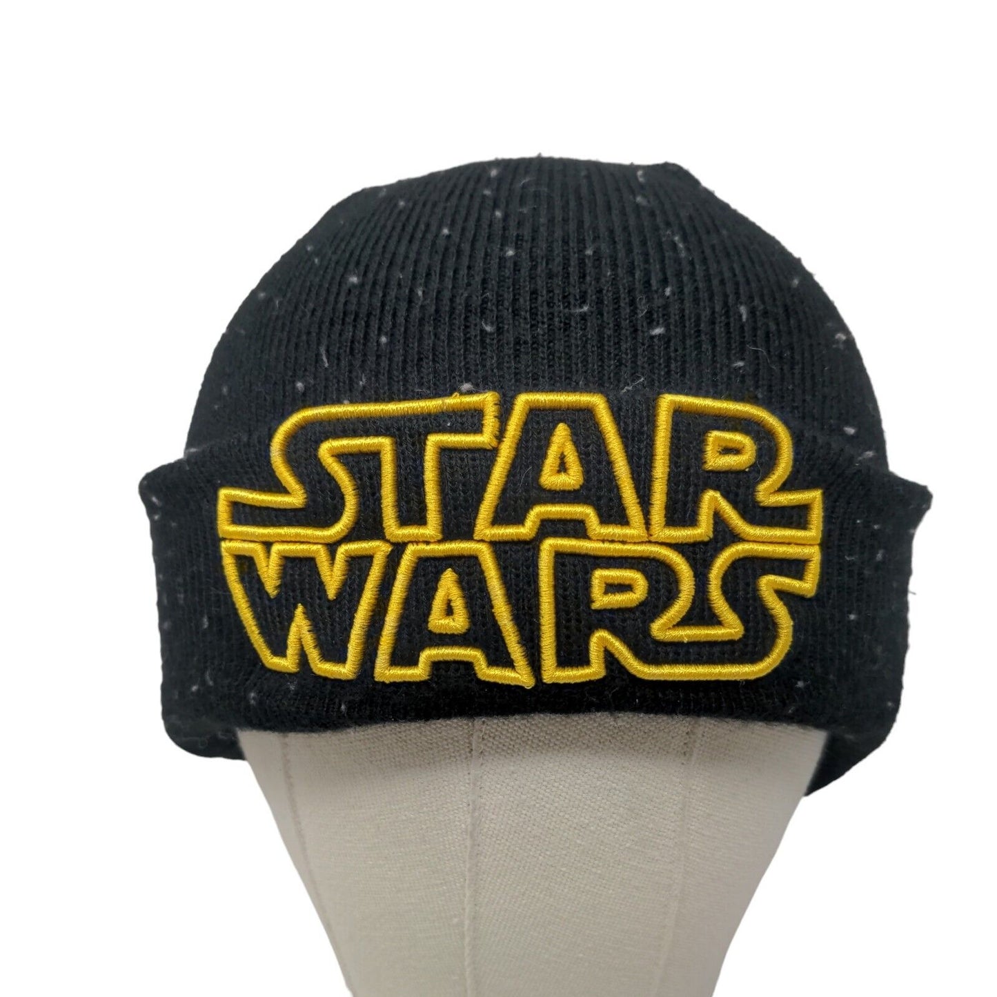 New Era Men's Knit Beanie Hat Cap Black Embroidered Star Wars Logo Acrylic
