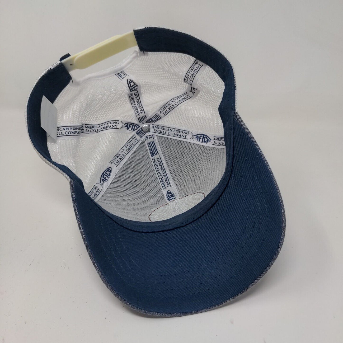 American Fishing Tackle Company Men's Snapback Mesh Back Hat Blue White Logo