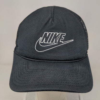 Nike Swoosh Snapback Mesh Back Trucker Hat Black One Size Classic99