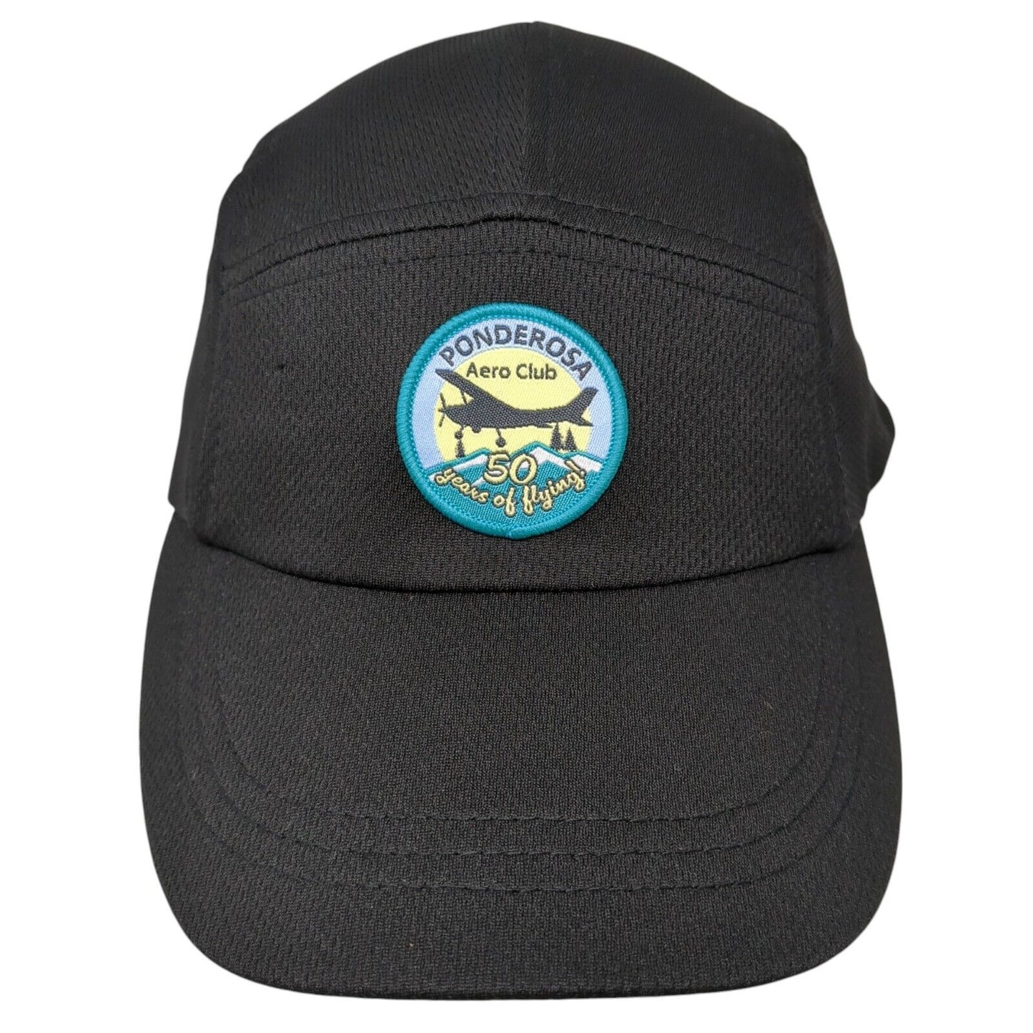 Ponderosa Aero Club Patch Strapback 5 Panel Hat Black One Size Ogio