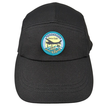 Ponderosa Aero Club Patch Strapback 5 Panel Hat Black One Size Ogio
