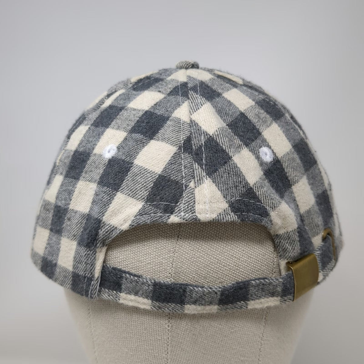 COCUS POCUS Baseball Cap Gray Black One Size Buffalo Check Plaid Slideback Hat