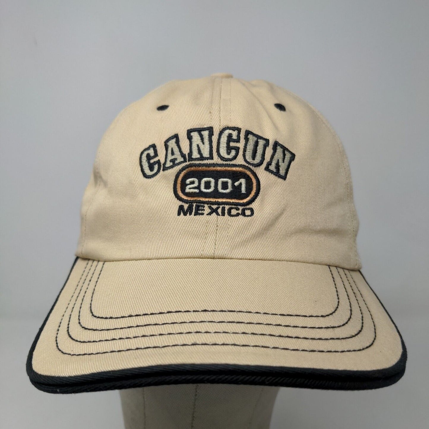 Ahead Men's Strapback Hat Tan Embroidered Cancun Y2K Vintage 2001 Logo