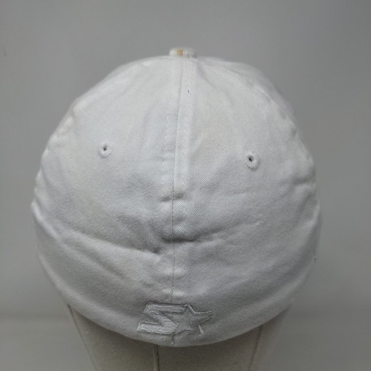 Starter Fitted Hat White One Size Embroidered Lightweight Vented Holes 6 Panel