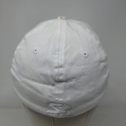 Starter Fitted Hat White One Size Embroidered Lightweight Vented Holes 6 Panel