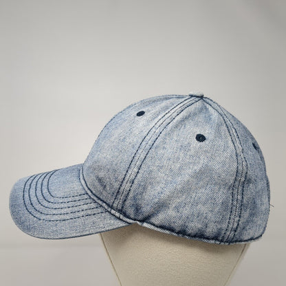 Unbranded Slideback Hat Blue One Size Solid Denim Leather Strap Blank