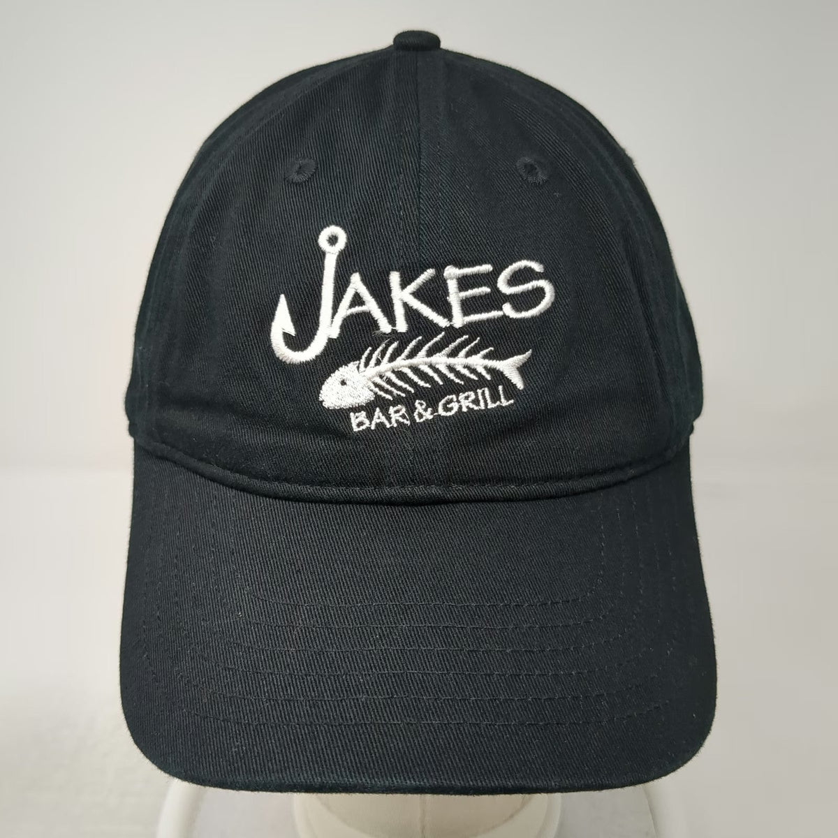 econscious Baseball Cap Black One Size Jakes Bar & Grill Fish Skeleton Hat