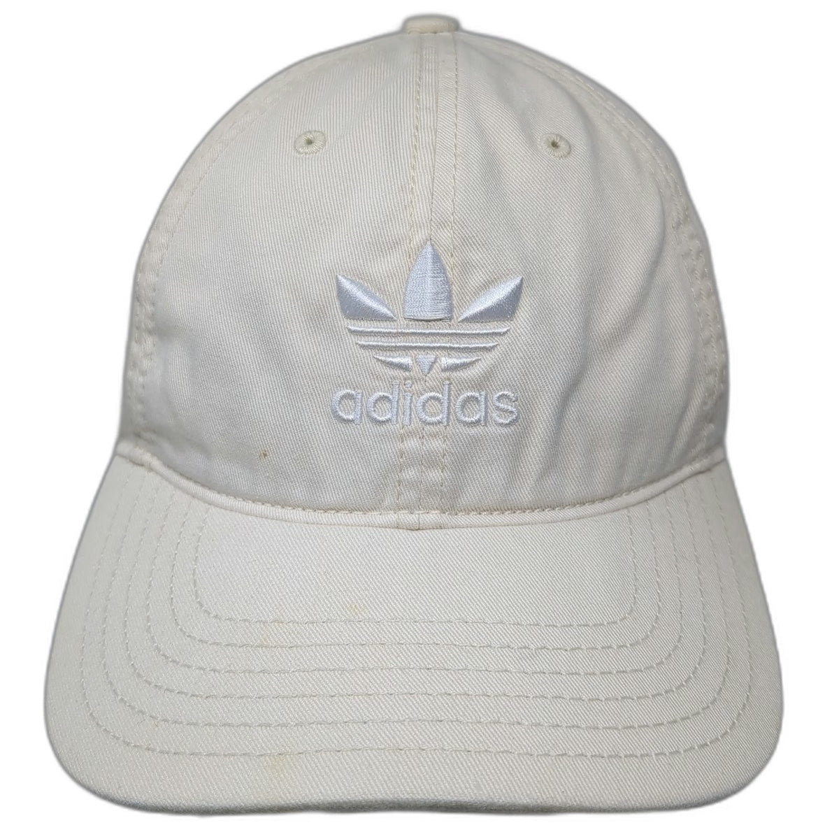 Adidas Baseball Cap Beige One Size Trefoil Logo Slideback Gray Undervisor Hat