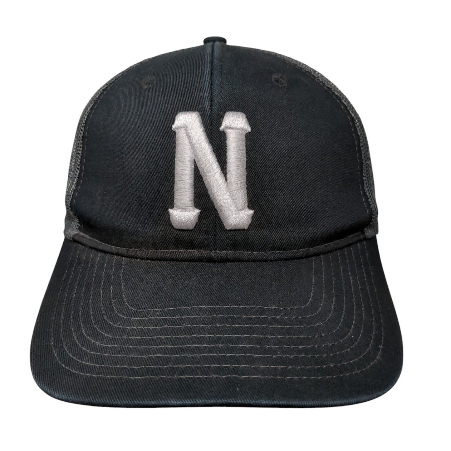 Letter N Snapback Mesh Back Trucker Hat Black OSFA Port Authority