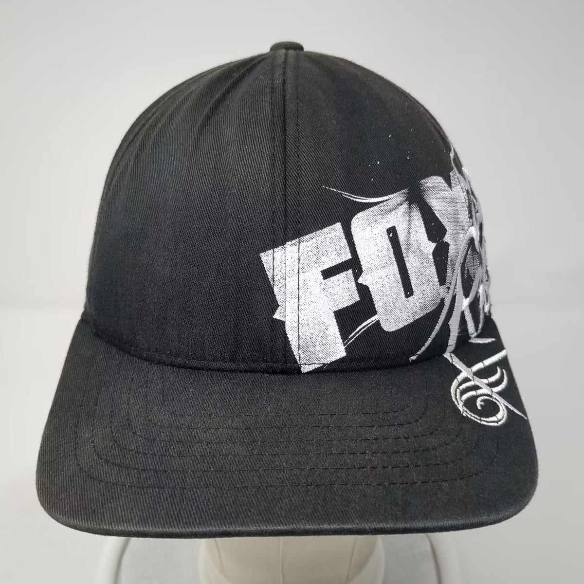 Fox Racing Flexfit Cap Black White Riders Co Graphic Embroidered Logo Hat Size M