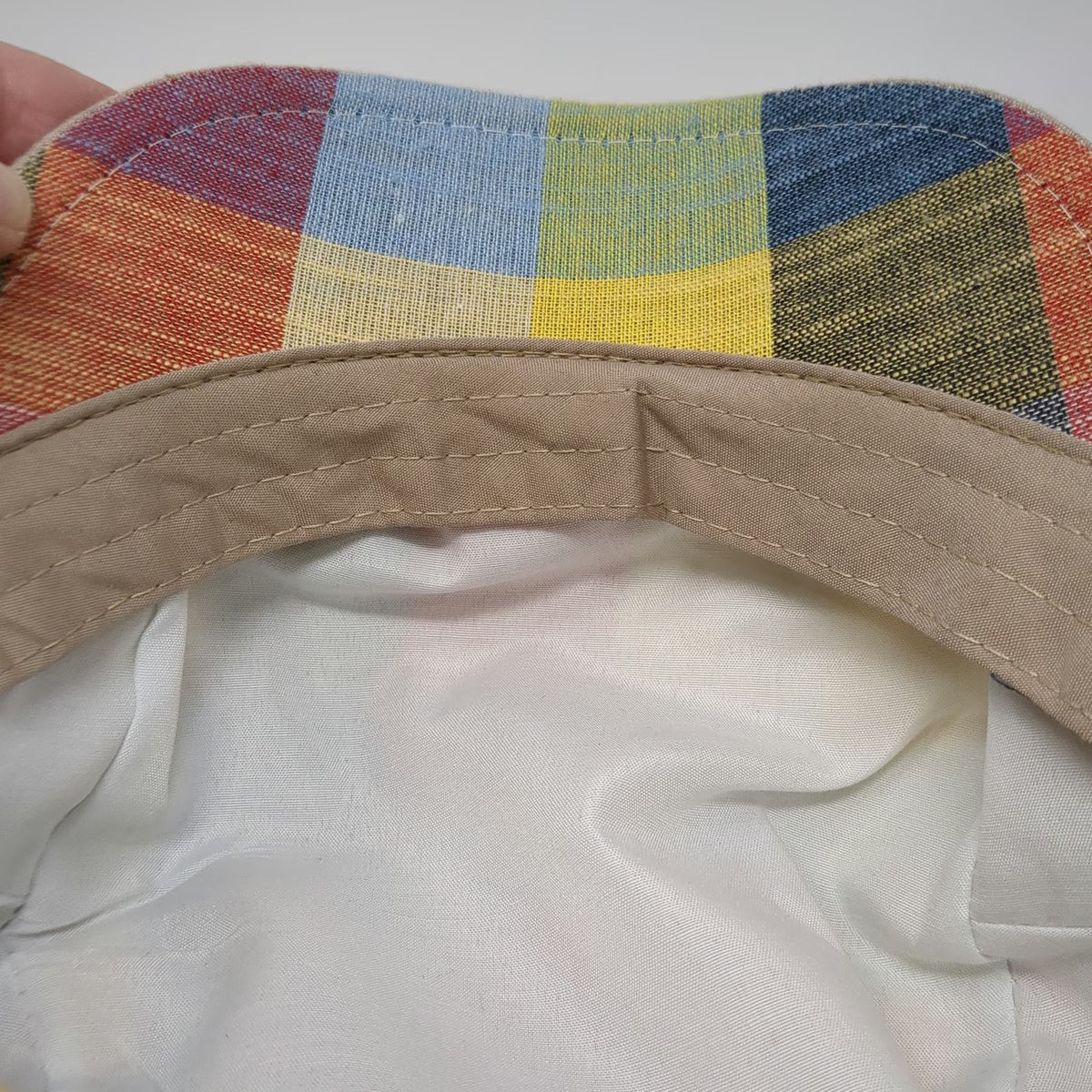 Newsboy Cap Yellow Multicolor Patchwork One Size Slideback Hat Plaid Checkered