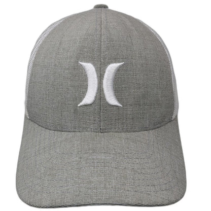 Hurley Trucker Hat Gray White One Size Mesh Snapback Logo Embroidered Surf Cap
