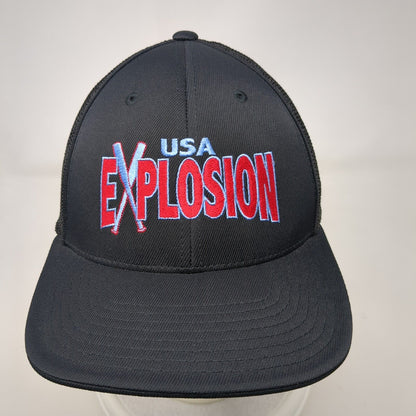 USA Explosion Fitted Trucker Hat Black SM-MED Mesh Back Pacific Headwear