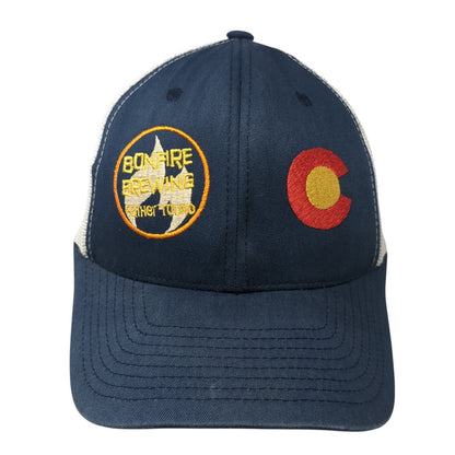 Bonfire Brewing Snapback Trucker Hat Blue One Size Mesh Back Yupoong