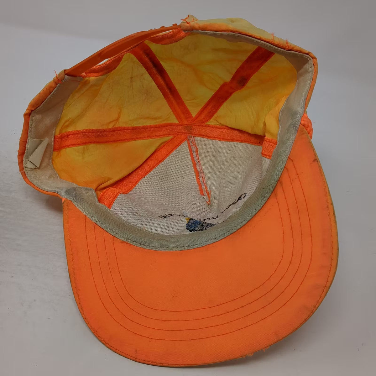 Quail Unlimited Yellow Orange Nylon 5 Panel Cap Rope Snapback OS Embroidered Hat