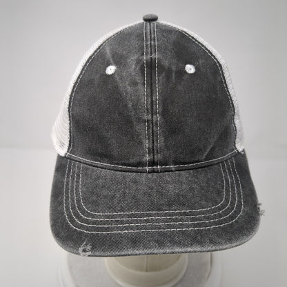 Unbranded Strapback Trucker Hat Gray One Size Adjustable Distressed Mesh Back