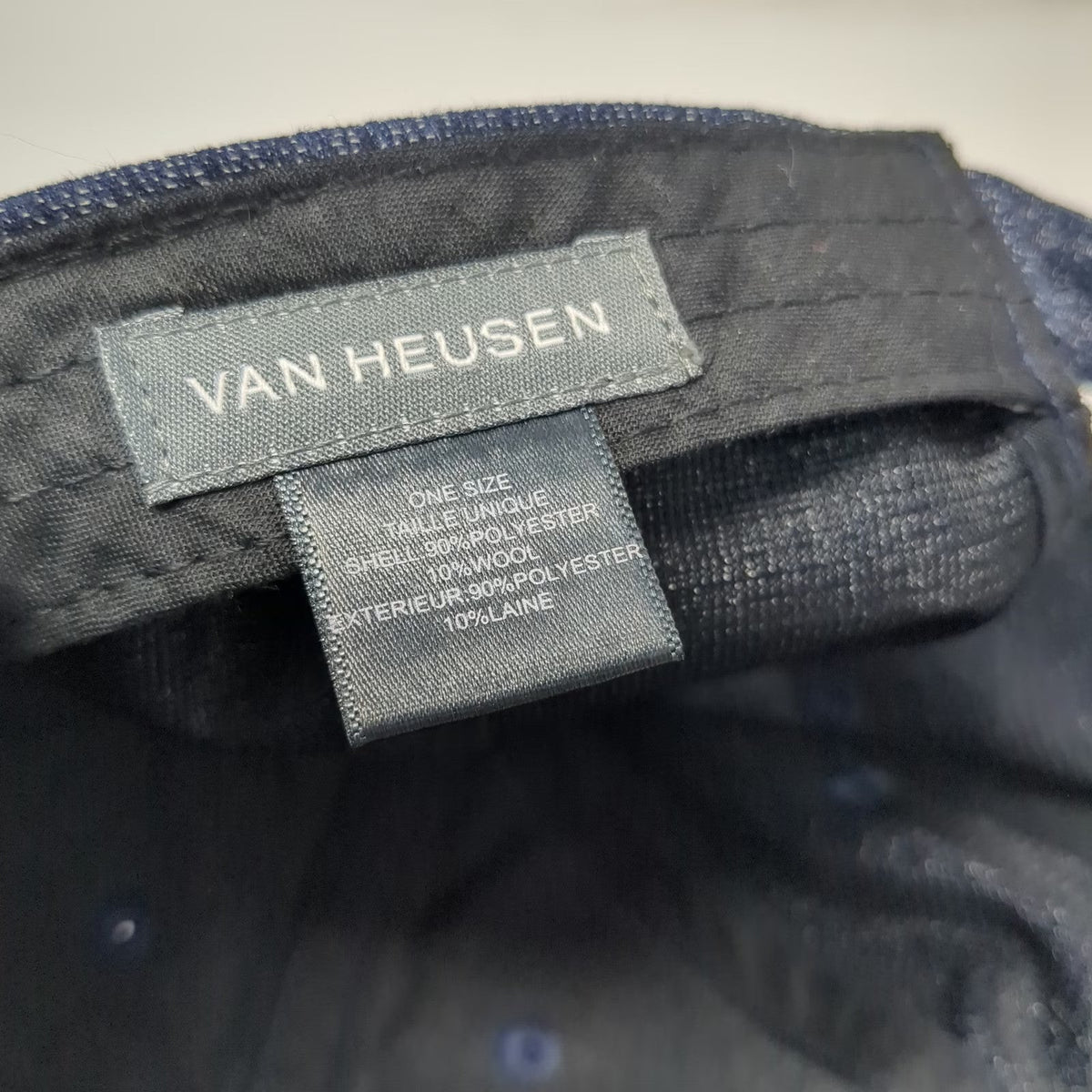 Van Heusen Baseball Cap Blue One Size Metal Logo Heathered Wool Blend Hat