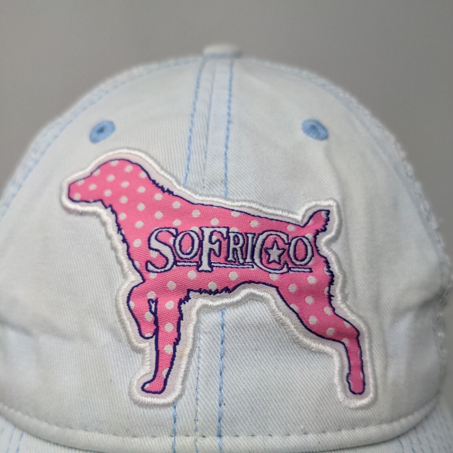 Southern Fried Cotton Women's Snapback Mesh Back Hat Blue OSFM Embroidered Dog