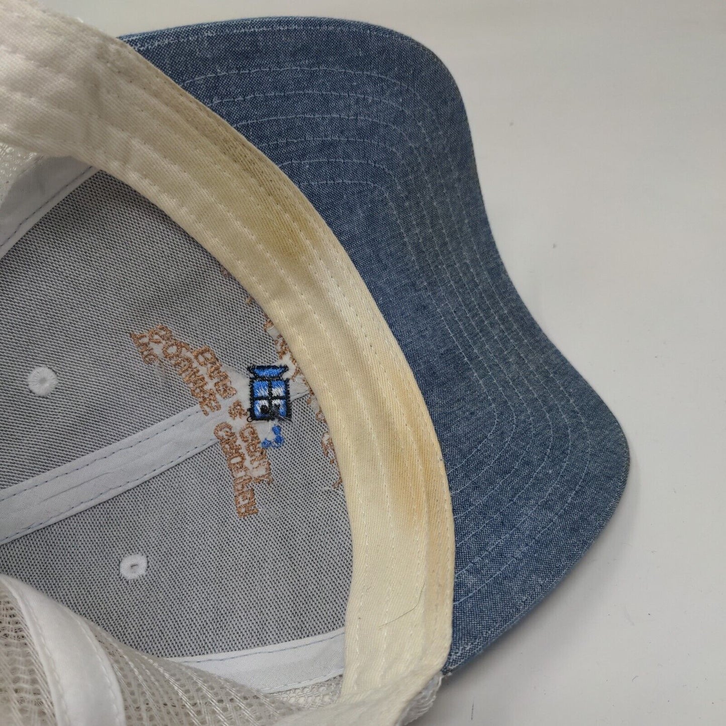 The Square Grouper Bar & Grill Trucker Hat Blue OSFM Embroidered Mesh Back