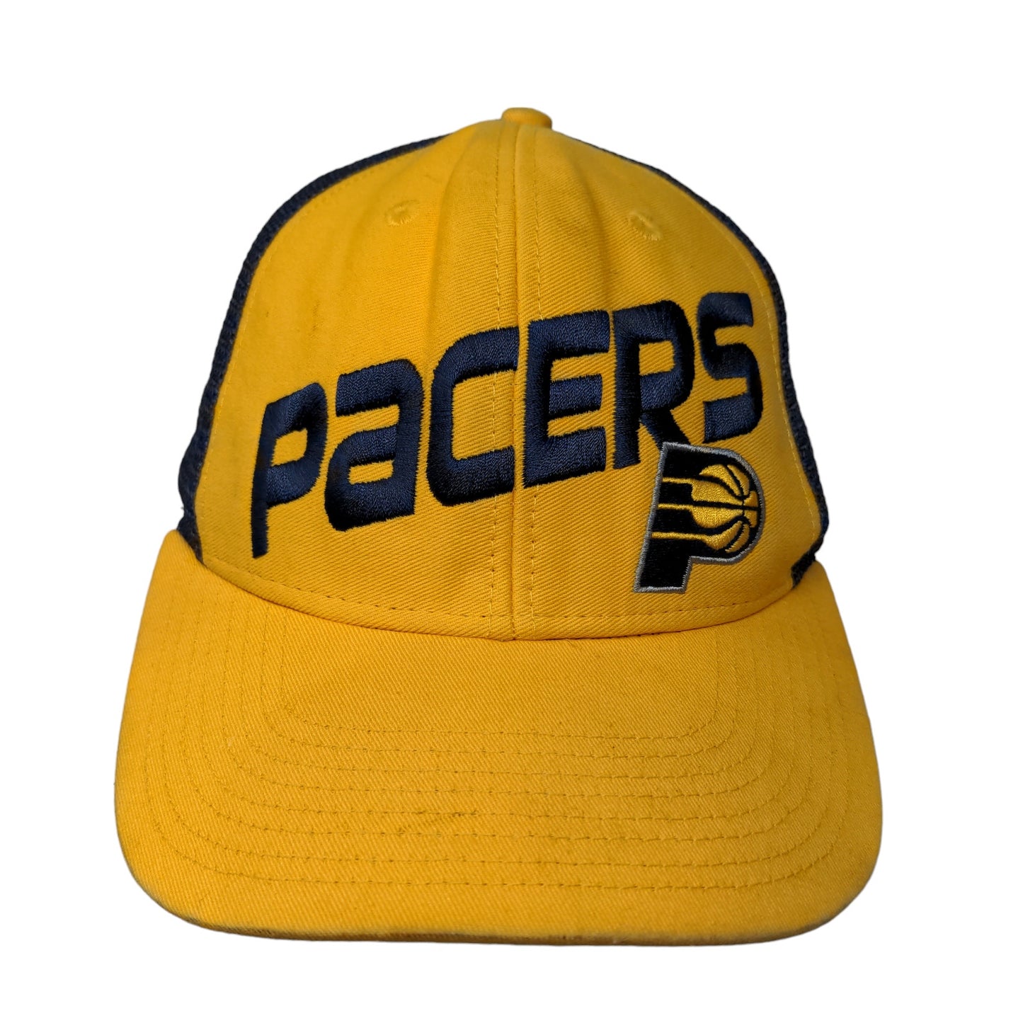 Main Gate Men's Snapback Mesh Back Hat Yellow Blue Indiana Pacers Logo