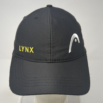 Lynx Strapback Hat Black One Size Adjustable Embroidered Solid 6 Panel