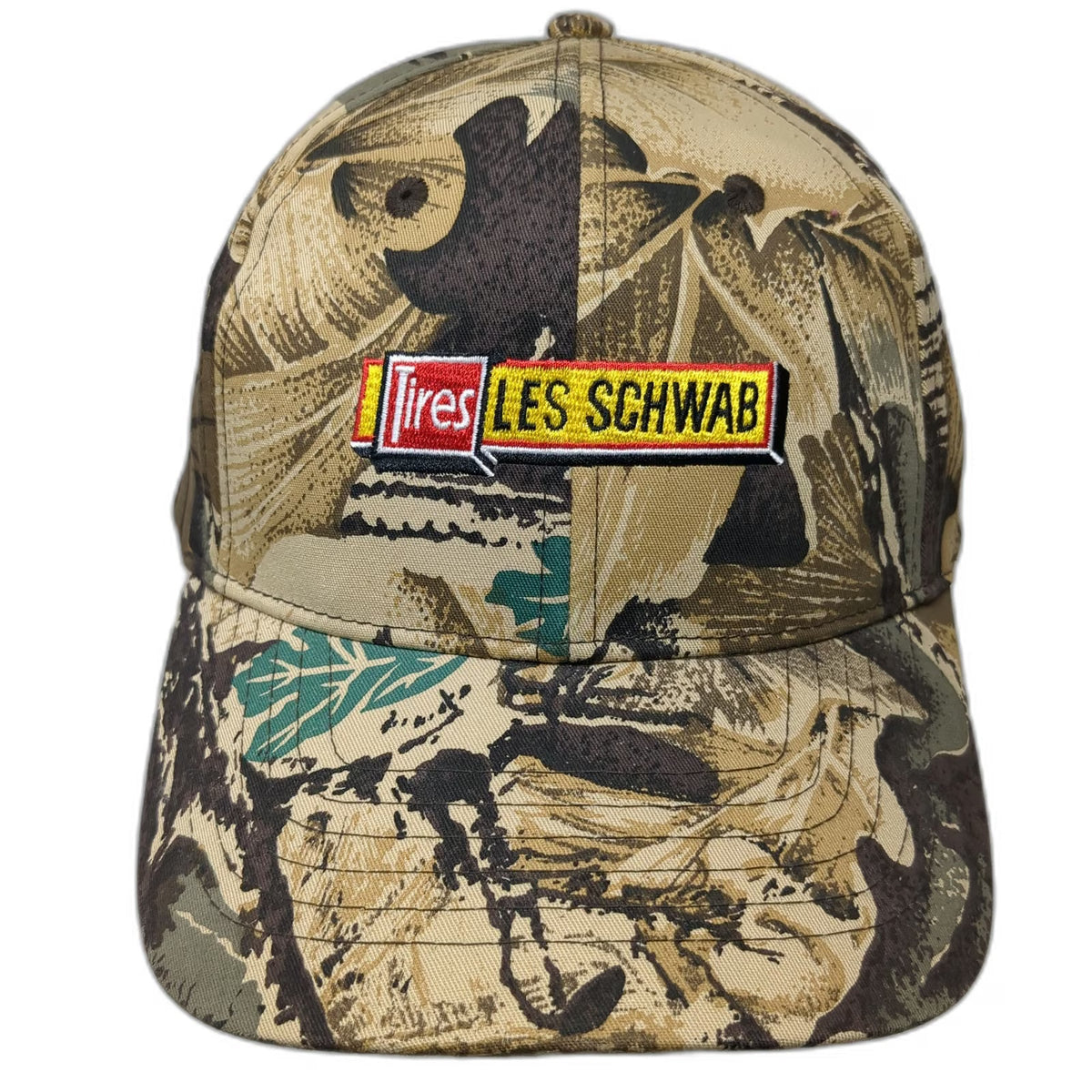 GO USA Les Schwab Tires Camo Hat Snapback Beige One Size Hunting Camouflage Logo