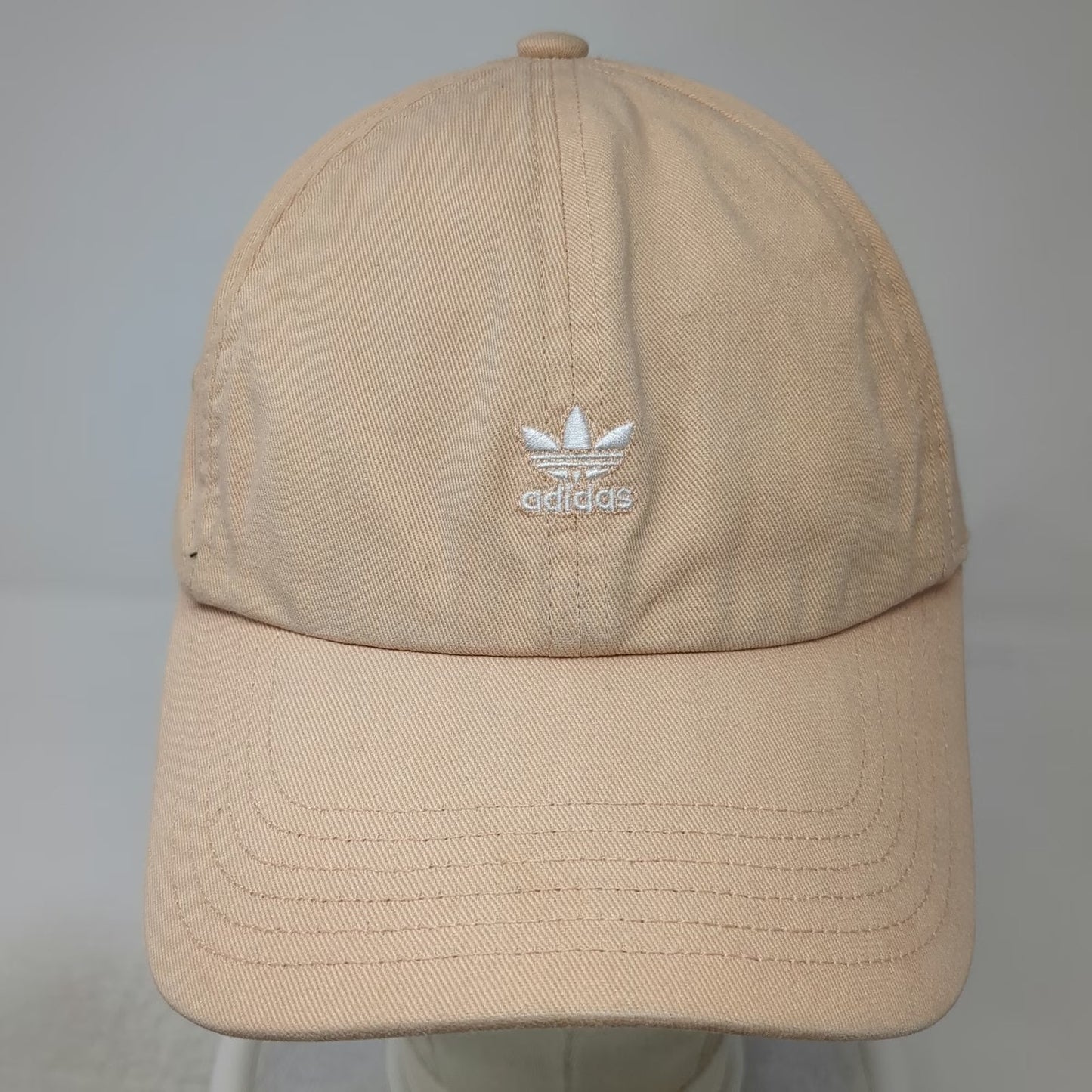 Adidas Baseball Cap Beige White One Size Embroidered Trefoil Logo Adjustable Hat