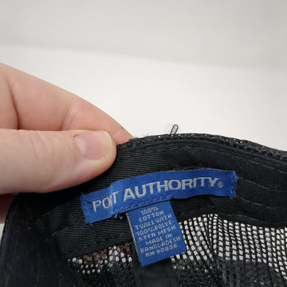 Allen 26 Snapback Trucker Hat Black One Size Adjustable Mesh Back Port Authority