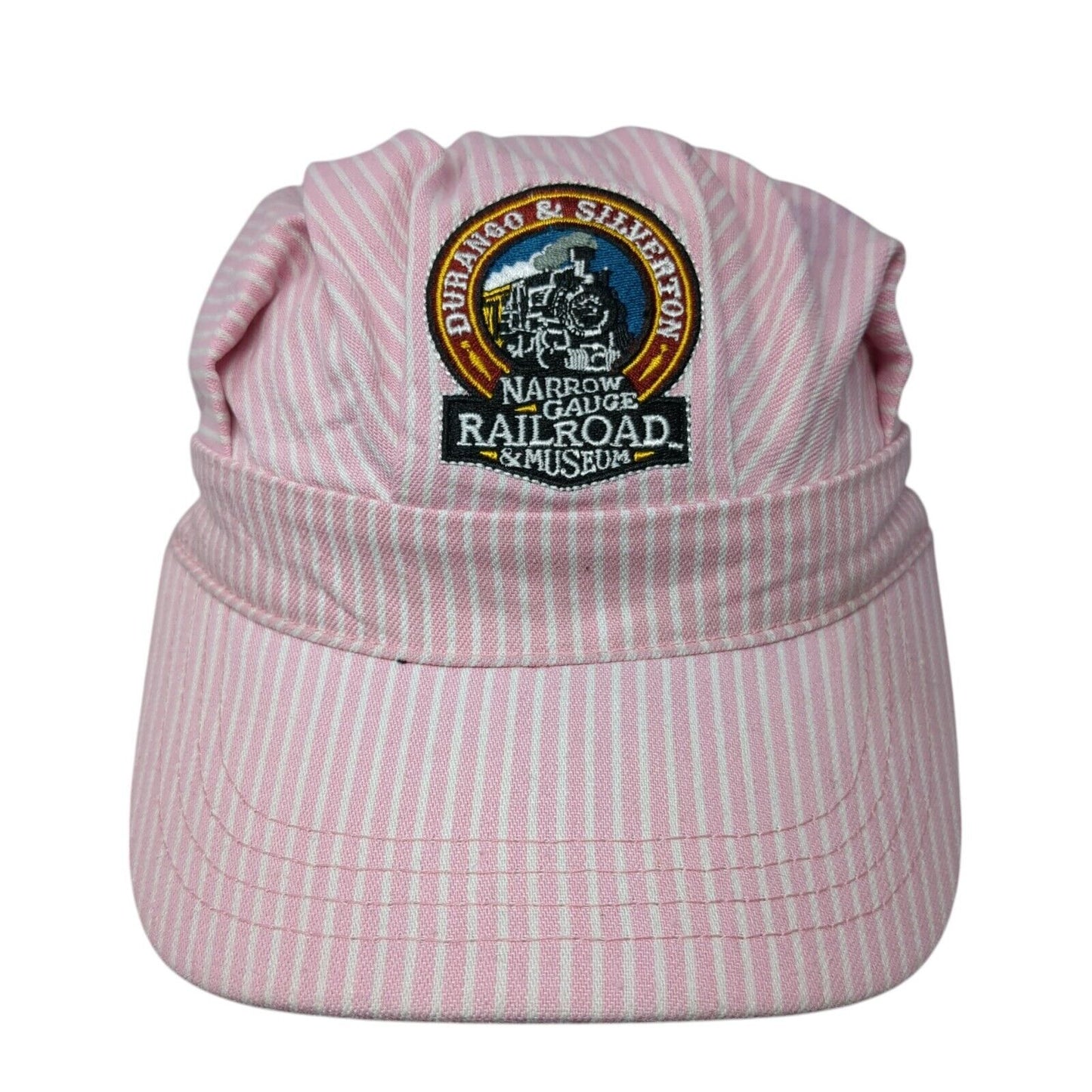 Durango & Silverton Train Conductor's Strapback Hat Pink One Size Striped