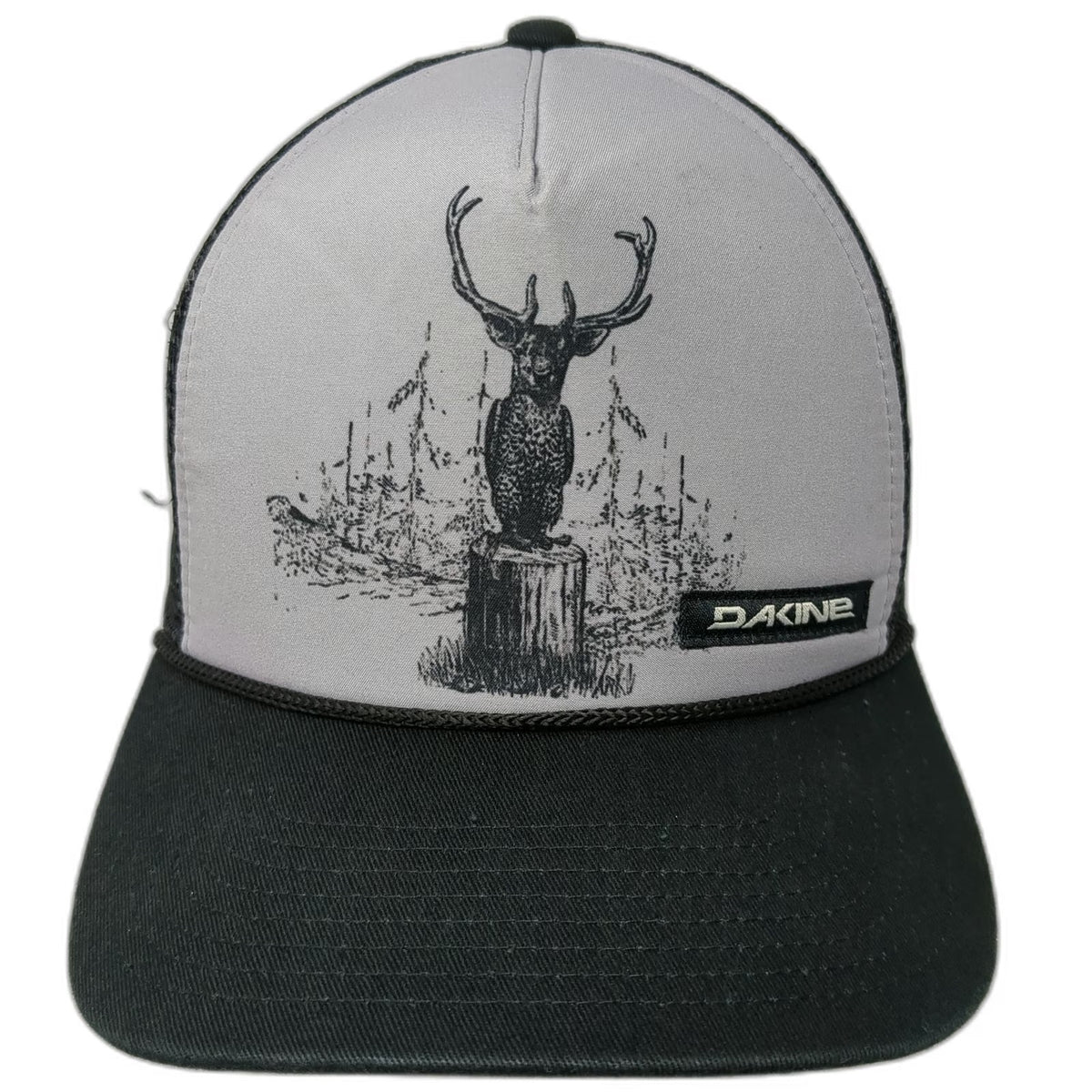 Dakine Trucker Hat Black One Size Mesh Back Rope Snapback Deer Graphic Outdoor