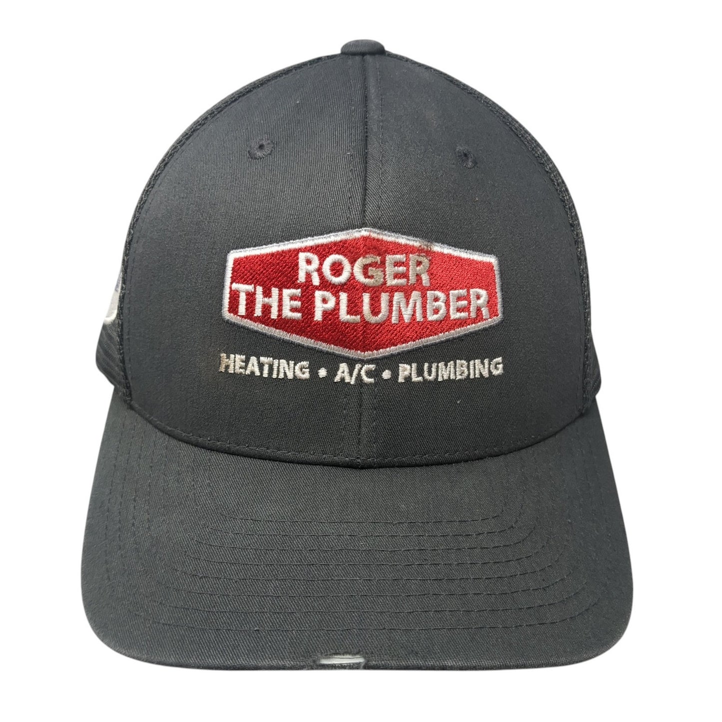 Roger The Plumber Snapback Trucker Hat Gray One Size Mesh Back Flexfit