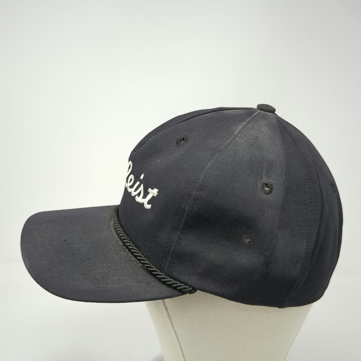 Titleist Baseball Cap Black One Size Texace USA Made Slideback Hat Golf Vintage