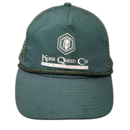 Kona Queen Co Hawaii Bee Green One Size Trucker Hat Snapback Mesh Rope Detail