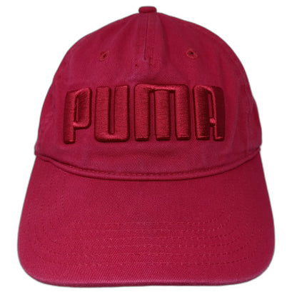 Puma Baseball Cap Red One Size Raised Embroidery Slideback Logo Hat Cotton