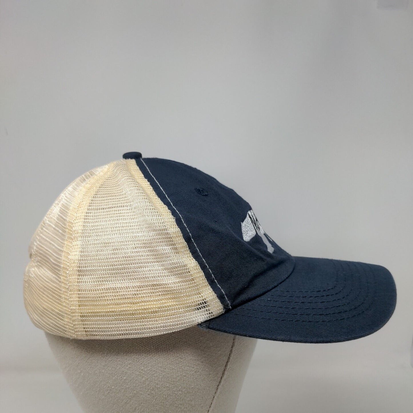 MAMA Strapback Trucker Hat Blue OSFM Adjustable Embroidered Mesh Back Ponyback
