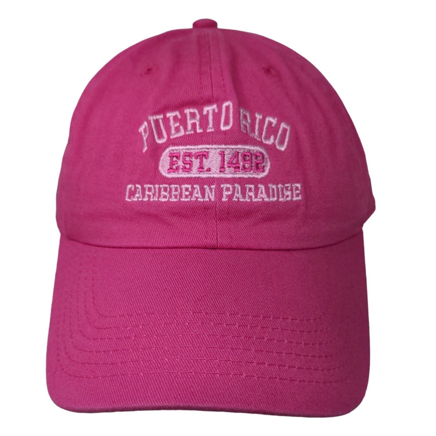 Newhattan Women's Slideback Hat Pink Size OSFA Embroidered Puerto Rico Logo