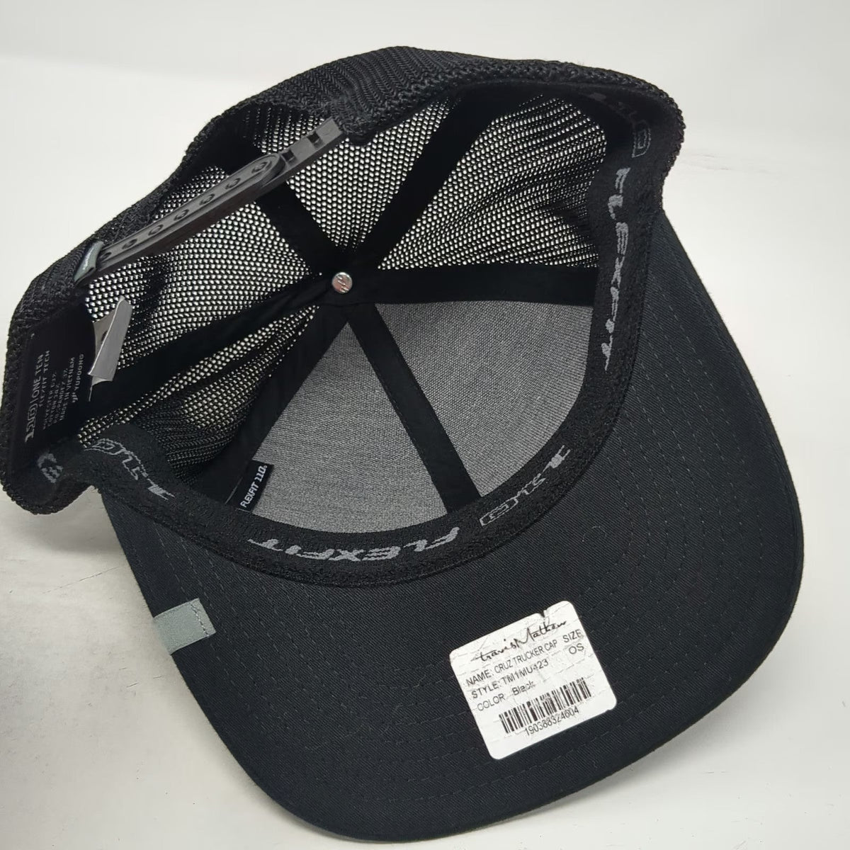 TravisMathew Trucker Hat Black One Size Mesh Snapback Flexfit 110 Curved Brim