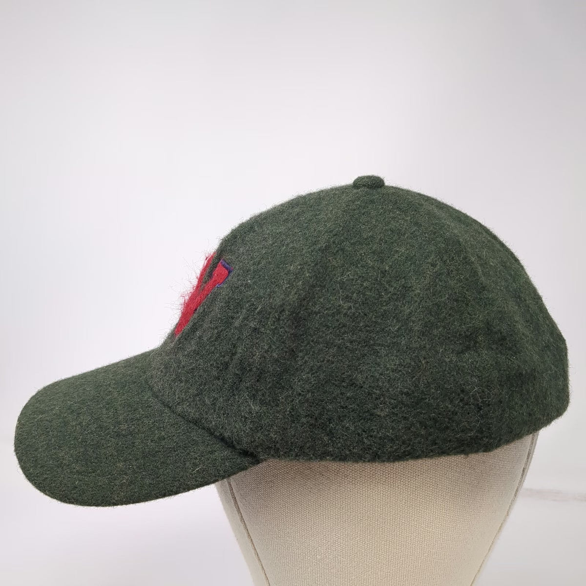 Woolrich Baseball Cap Green L Wool Felt W Logo Fitted Hat Outdoor Warm Winter