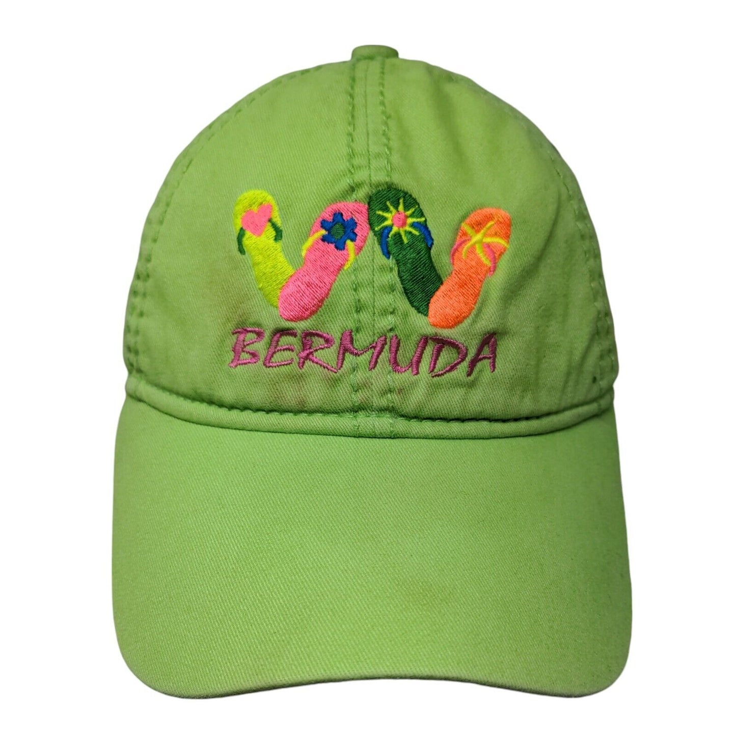 Bermuda Strapback Hat Green One Size Adjustable Embroidered 6 Panel JHats