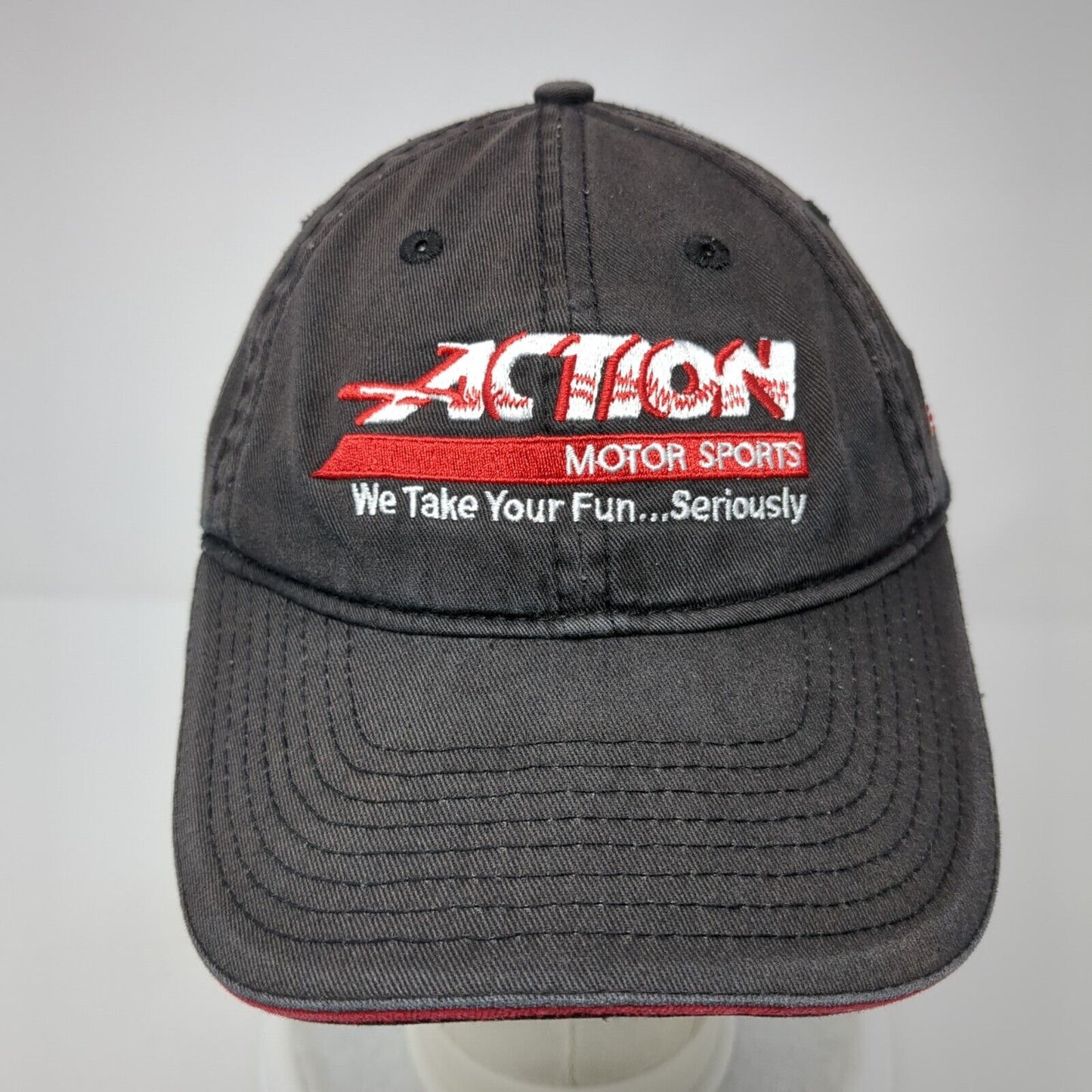 Action Motorsports We Take Your Fun Seriously Strapback Hat Black OS Adjustable