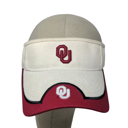 Top of the World Men's Strapback Sun Visor Hat Tan Red University of Oklahoma