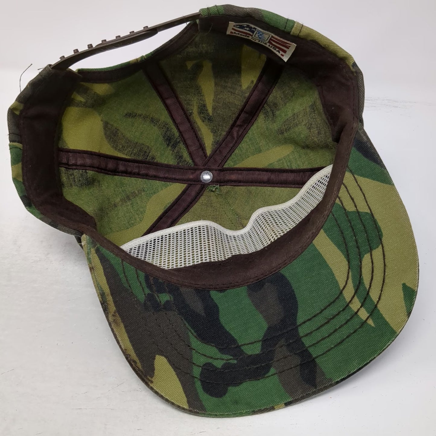 B.C. 5 Panel Green OS Camo Ranger Embroidery Snapback Made in USA Hat Vintage