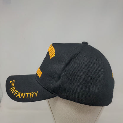 2nd Infantry Division Strapback Hat Black One Size Adjustable Embroidered