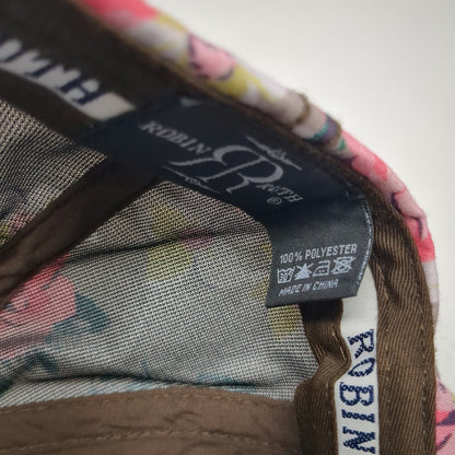 Robin Ruth 5 Panel Hat Gray Pink Floral Alaska Quilted Distressed One Size